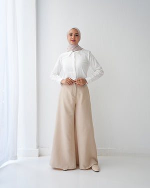 Linen Wide Leg Pants Beige C120