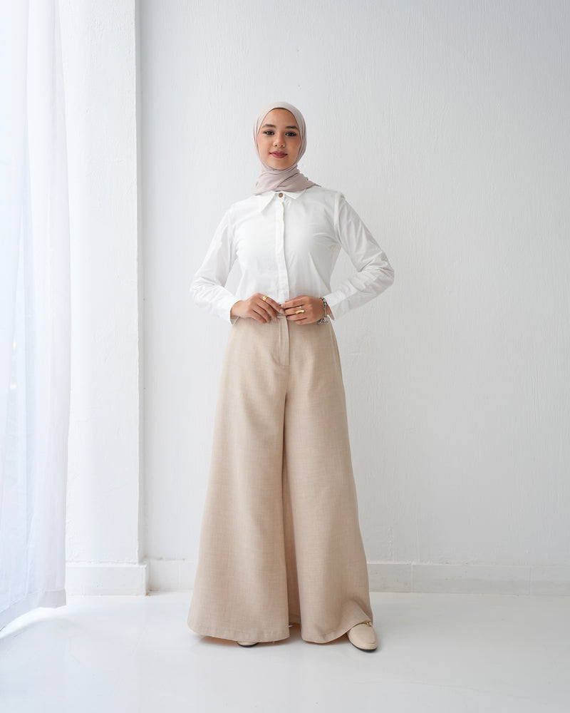 Linen Wide Leg Pants Beige C120
