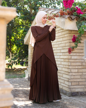 Maxi Pleated Skirt Brown C503