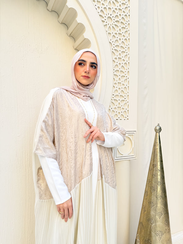 Free Size Pleated Cape Beige C240