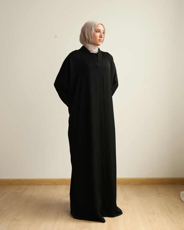 The Lace- Back Free Size Abaya Black C2730