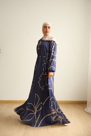 Printed Maxi Dress Blue Navy C282