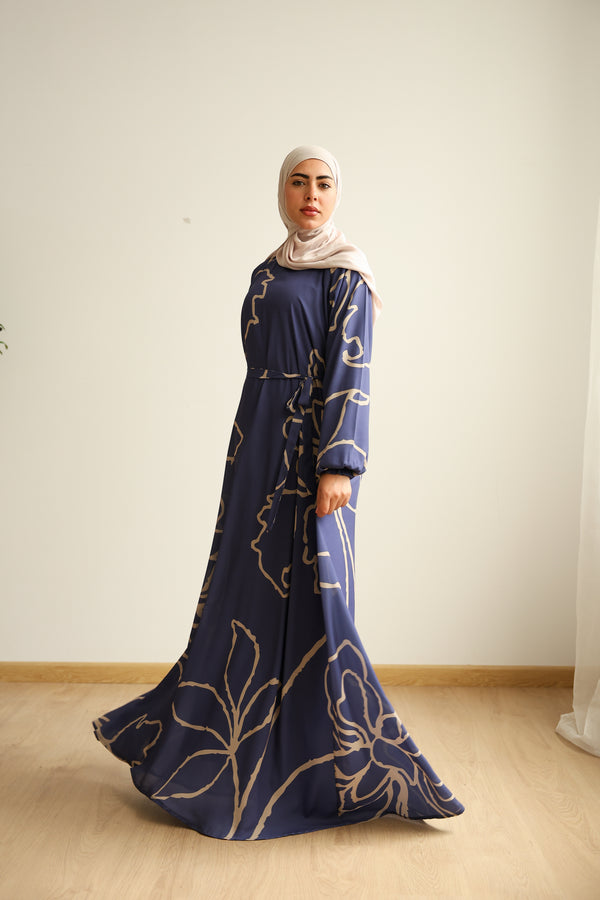 Printed Maxi Dress Blue Navy C282