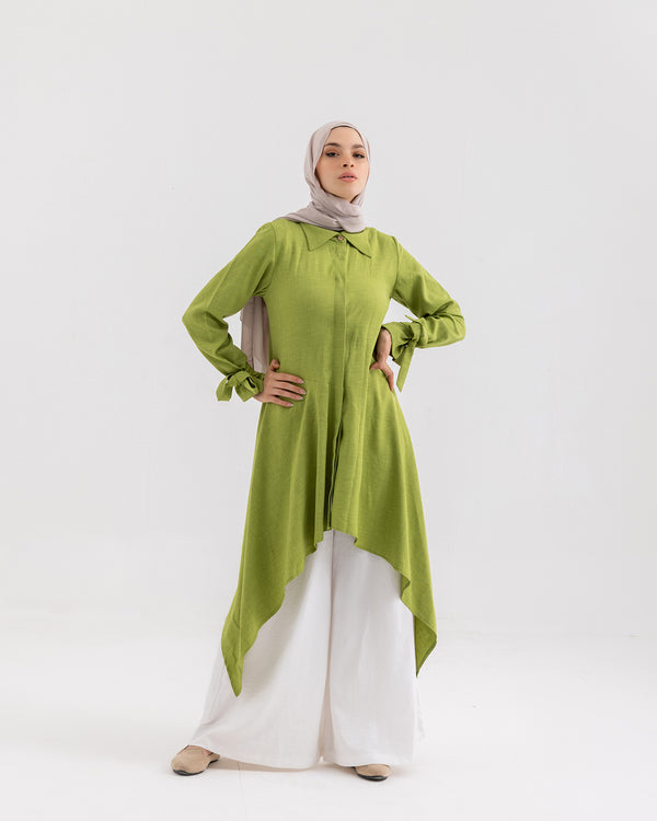 High Low Buttoned Chemise Apple Green C191