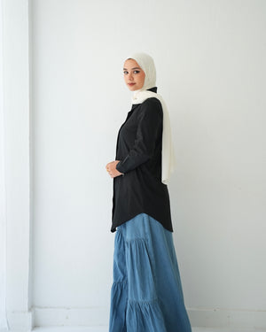 Basic Popline Chemise Black C118