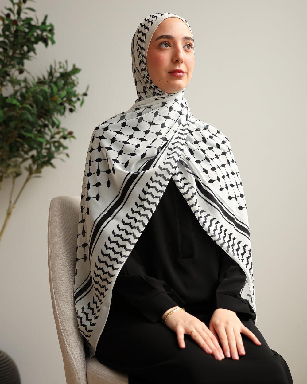The Palestinian Keffiyeh White Scarf