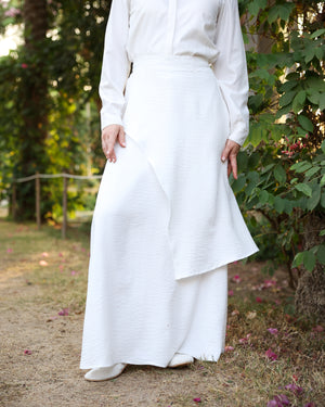 Asymmetric Layered Maxi Skirt Offwhite C524