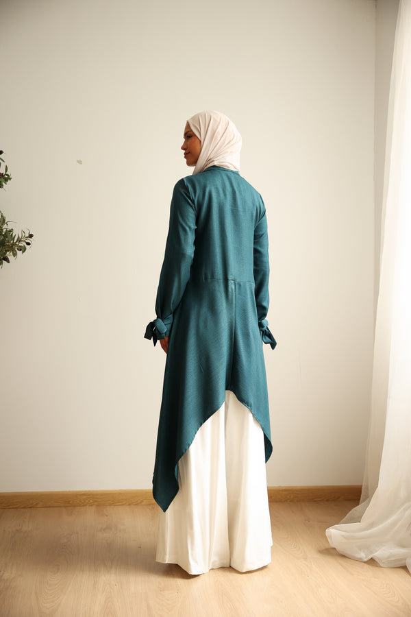 High Low Buttoned Chemise Teal C191