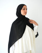 Soft Cotton Chiffon Scarf Black