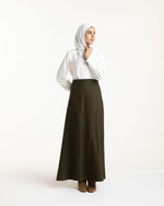 Linen Maxi Skirt Olive C119