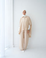 Over Sized Poncho and Pants Set Beige C11063