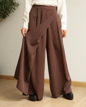 Wrap Skirt Pants Brown C284