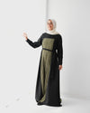 Front & Back Pleated Abaya Green C218