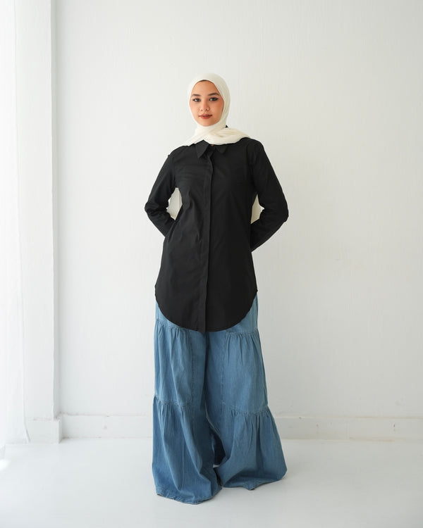 Basic Popline Chemise Black C118