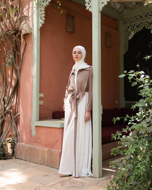 Open Pleated Abaya Cafe C142