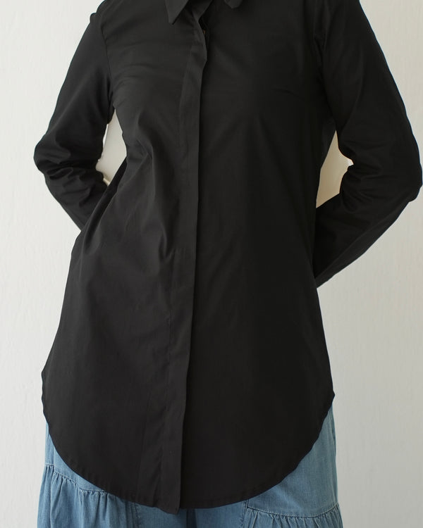 Basic Popline Chemise Black C118