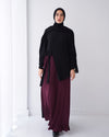Side Wrap Pleated Abaya Burgundy C113