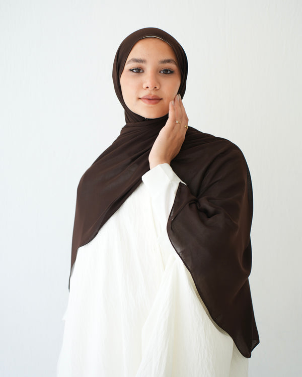 Soft Cotton Chiffon Scarf Dark Brown