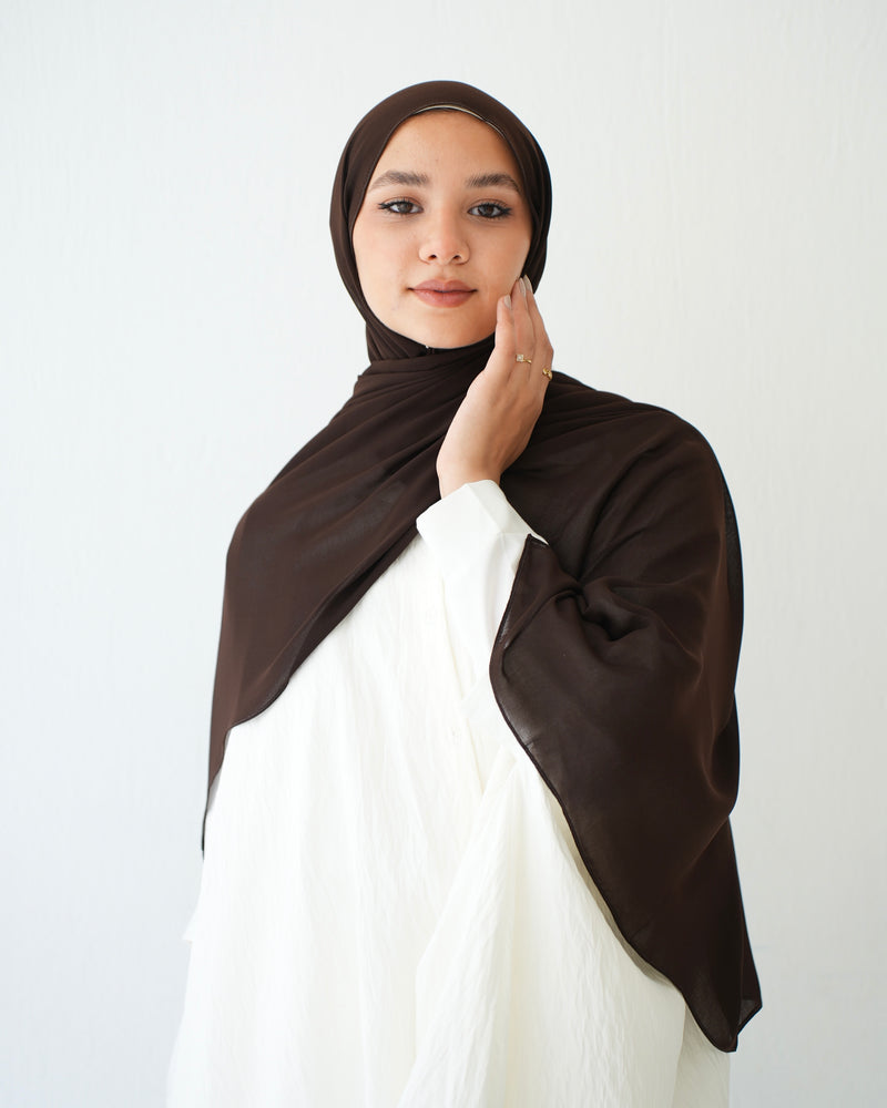 Soft Cotton Chiffon Scarf Dark Brown
