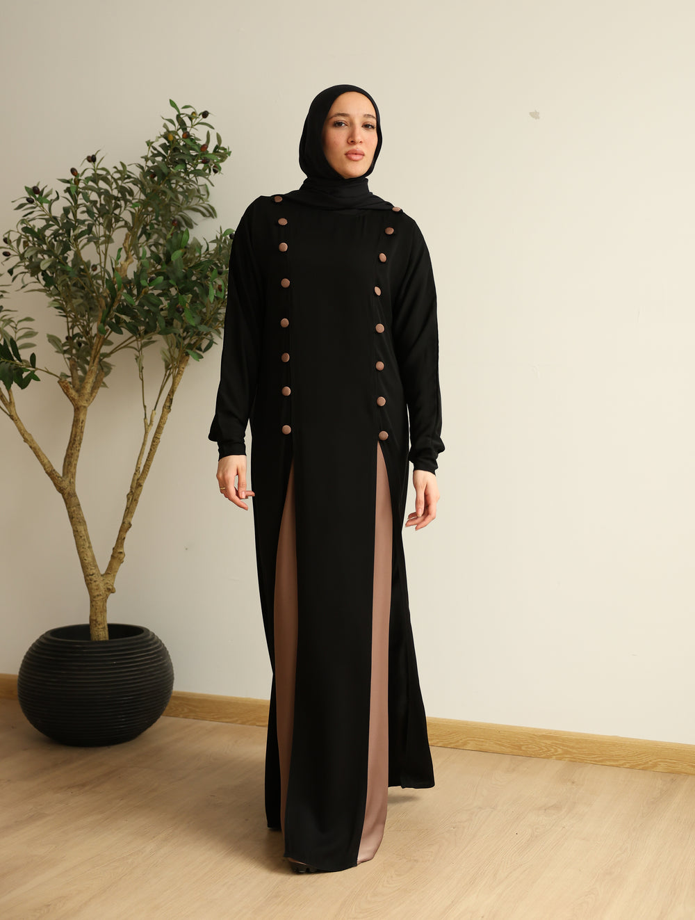 The Parallel Cafe Button Abaya C278