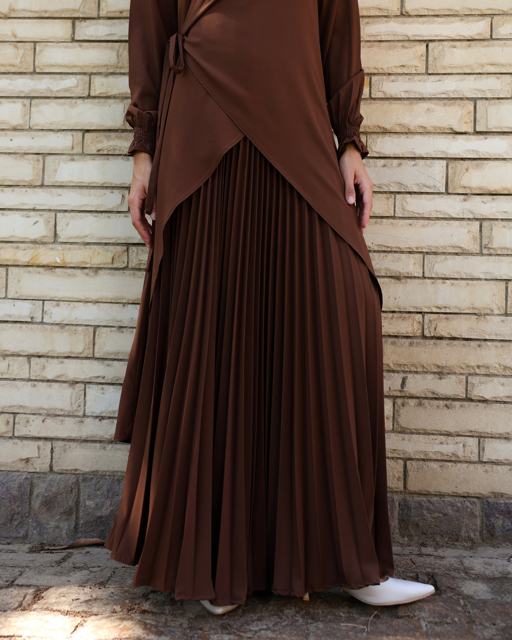Maxi Pleated Skirt Brown C503
