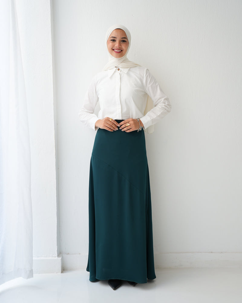 A-Line Maxi Skirt Green Teal C171
