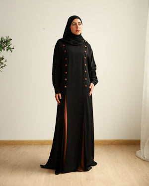 The Parallel Rust Button Abaya C278