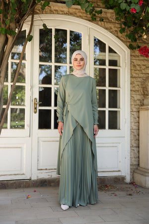 High Low Wrap Shirt Light Green C286
