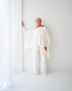 Over Sized Poncho and Pants Set Offwhite C11063