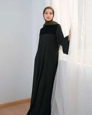 Velvet Pleated Front Abaya C70