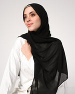 Soft Cotton Chiffon Scarf Black