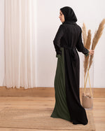 Asymmetrical Pleated Abaya Olive C104