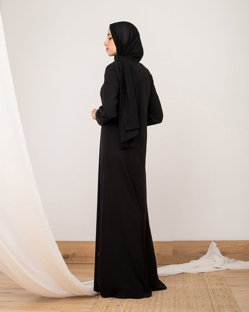 Silk Basic Abaya Black C361