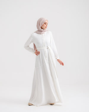 Front Buttoned Linen Dress Off-white C86