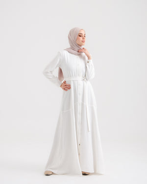 Front Buttoned Linen Dress Off-white C86
