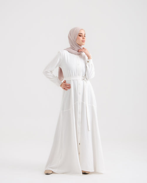 Front Buttoned Linen Dress Off-white C86