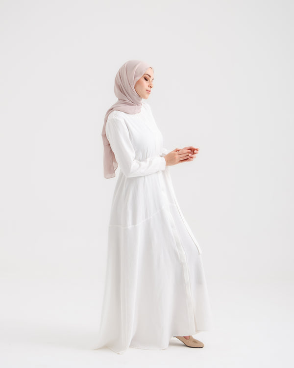 Front Buttoned Linen Dress Off-white C86