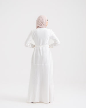 Front Buttoned Linen Dress Off-white C86