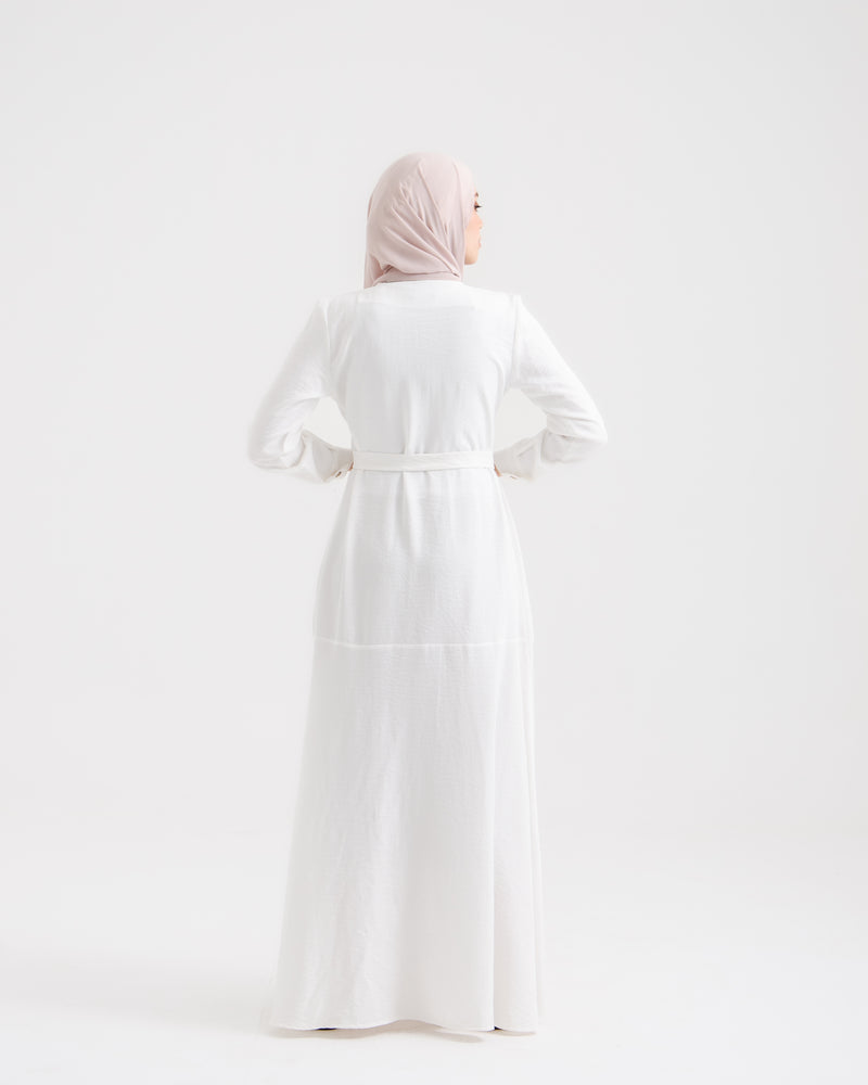 Front Buttoned Linen Dress Off-white C86