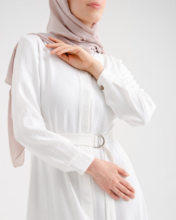 Front Buttoned Linen Dress Off-white C86