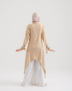 High Low Buttoned Chemise Beige C191