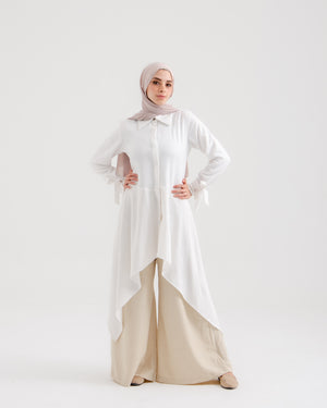 High Low Buttoned Chemise Offwhite C191