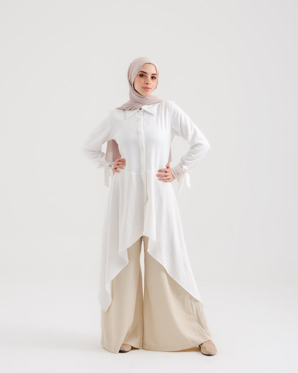 High Low Buttoned Chemise Offwhite C191