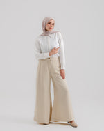 Linen Wide leg pants Light Beige C120