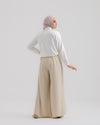 Linen Wide leg pants Light Beige C120