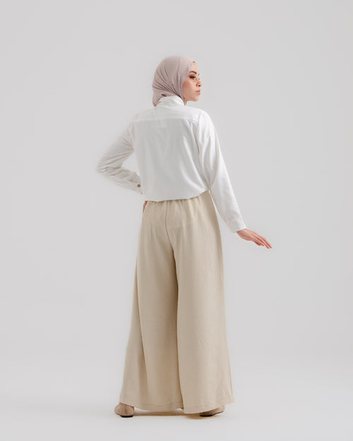 Linen Wide leg pants Light Beige C120