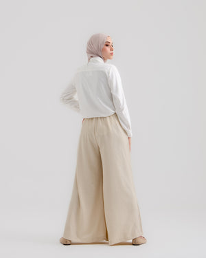 Linen Wide leg pants Light Beige C120