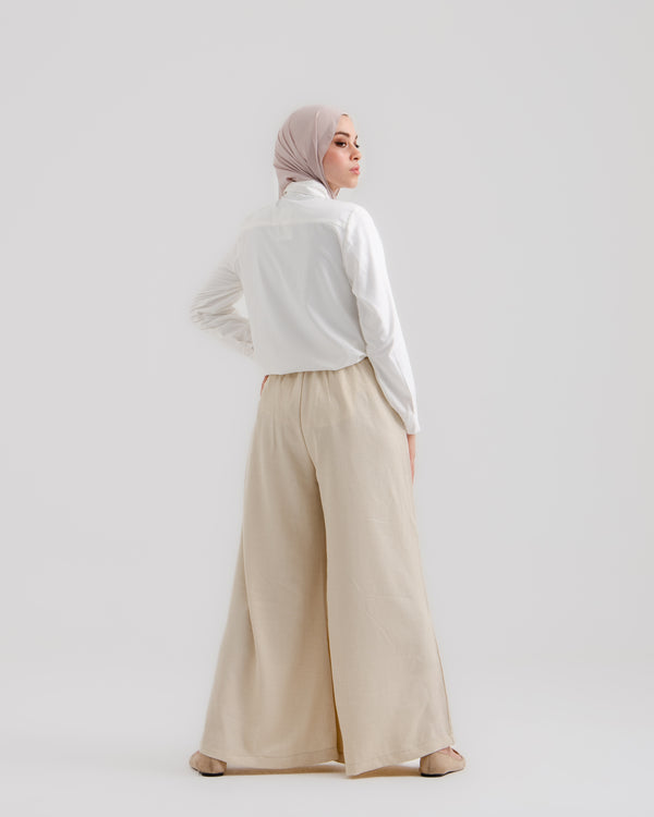 Linen Wide leg pants Light Beige C120