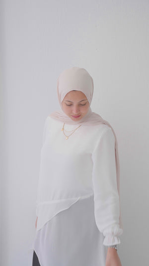High Low Silk Chiffon Blouse Offwhite C242