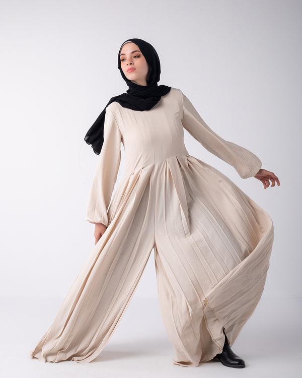Pleated Jumpsuit Light Beige C150
